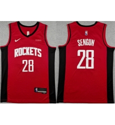 Men Houston Rockets 28 Alperen Sengun Red Icon Edition Stitched Jersey