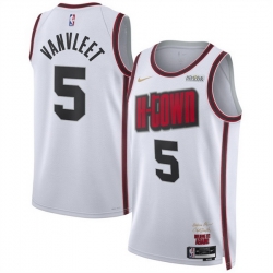 Men Houston Rockets 5 Fred VanVleet White 2024 25 City Edition Stitched Jersey