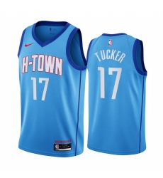 Men Nike Houston Rockets 17 PJ Tucker Blue NBA Swingman 2020 21 City Edition Jersey