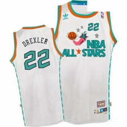 Mens Mitchell and Ness Houston Rockets 22 Clyde Drexler Swingman White 1996 All Star Throwback NBA Jersey