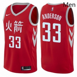 Mens Nike Houston Rockets 33 Ryan Anderson Authentic Red NBA Jersey City Edition