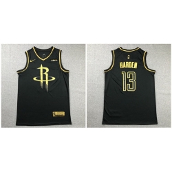 Rockets 13 James Harden Black Gold Nike Swingman Jersey