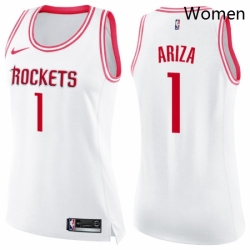 Womens Nike Houston Rockets 1 Trevor Ariza Swingman WhitePink Fashion NBA Jersey