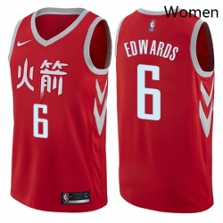 Womens Nike Houston Rockets 6 Vincent Edwards Swingman Red NBA Jersey City Edition 