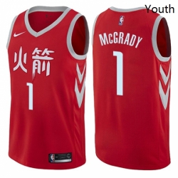 Youth Nike Houston Rockets 1 Tracy McGrady Swingman Red NBA Jersey City Edition