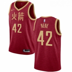 Youth Nike Houston Rockets 42 Nene Swingman Red NBA Jersey 2018 19 City Edition 