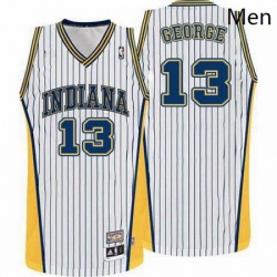 Mens Adidas Indiana Pacers 13 Paul George Authentic White Throwback NBA Jersey