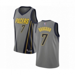 Mens Indiana Pacers 7 Malcolm Brogdon Authentic Gray Basketball Jersey City Edition 