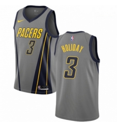 Mens Nike Indiana Pacers 3 Aaron Holiday Swingman Gray NBA Jersey City Edition 