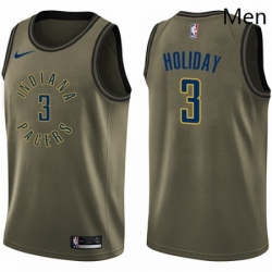 Mens Nike Indiana Pacers 3 Aaron Holiday Swingman Green Salute to Service NBA Jersey 