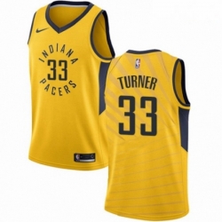 Mens Nike Indiana Pacers 33 Myles Turner Authentic Gold NBA Jersey Statement Edition