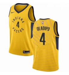 Mens Nike Indiana Pacers 4 Victor Oladipo Swingman Gold NBA Jersey Statement Edition 