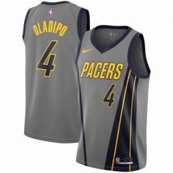 Mens Nike Indiana Pacers 4 Victor Oladipo Swingman Gray NBA Jersey City Edition 