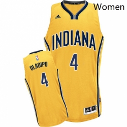 Womens Adidas Indiana Pacers 4 Victor Oladipo Swingman Gold Alternate NBA Jersey 