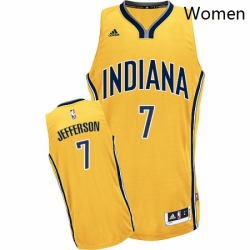 Womens Adidas Indiana Pacers 7 Al Jefferson Authentic Gold Alternate NBA Jersey