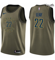 Youth Nike Indiana Pacers 22 T J Leaf Swingman Green Salute to Service NBA Jersey 