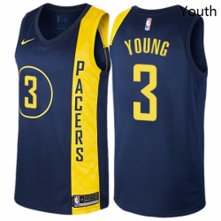 Youth Nike Indiana Pacers 3 Joe Young Swingman Navy Blue NBA Jersey City Edition