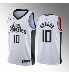 Men Los Angeles Clippers 10 Eric Gordon White City Edition Stitched Jersey