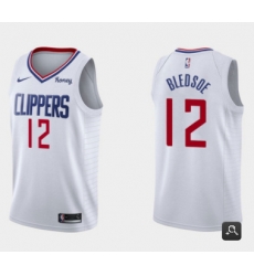 Men Los Angeles Clippers 12 Eric Bledsoe White Association Edition Stitched Basketball Jersey