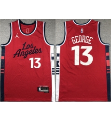 Men Los Angeles Clippers 13 Paul George Red Stitched Jersey