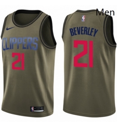 Mens Nike Los Angeles Clippers 21 Patrick Beverley Swingman Green Salute to Service NBA Jersey 