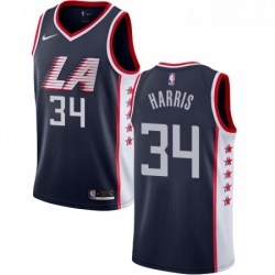 Womens Nike Los Angeles Clippers 34 Tobias Harris Swingman Navy Blue NBA Jersey City Edition 