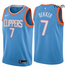 Youth Nike Los Angeles Clippers 7 Sam Dekker Swingman Blue NBA Jersey City Edition 