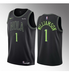 Men New Orleans Pelicans 1 Zion Williamson Black 2023 24 City Edition Stitched Basketball Jersey