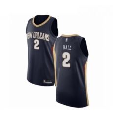 Mens New Orleans Pelicans 2 Lonzo Ball Authentic Navy Blue Basketball Jersey Icon Edition 