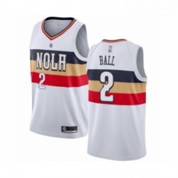 Mens New Orleans Pelicans 2 Lonzo Ball White Swingman Jersey Earned Edition 