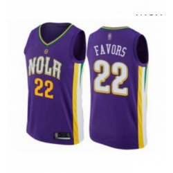 Mens New Orleans Pelicans 22 Derrick Favors Authentic Purple Basketball Jersey City Edition 