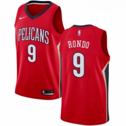 Mens Nike New Orleans Pelicans 9 Rajon Rondo Swingman Red Alternate NBA Jersey Statement Edition 