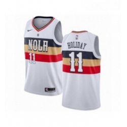 Womens Nike New Orleans Pelicans 11 Jrue Holiday White Swingman Jersey Earned Edition