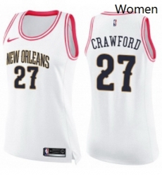 Womens Nike New Orleans Pelicans 27 Jordan Crawford Swingman WhitePink Fashion NBA Jersey 