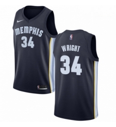 Mens Nike Memphis Grizzlies 34 Brandan Wright Swingman Navy Blue Road NBA Jersey Icon Edition 