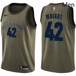 Mens Nike Memphis Grizzlies 42 Lorenzen Wright Swingman Green Salute to Service NBA Jersey