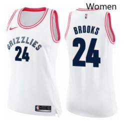 Womens Nike Memphis Grizzlies 24 Dillon Brooks Swingman WhitePink Fashion NBA Jersey 