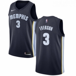 Womens Nike Memphis Grizzlies 3 Allen Iverson Swingman Navy Blue Road NBA Jersey Icon Edition 