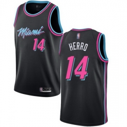 Heat  14 Tyler Herro Black Basketball Swingman City Edition 2018 19 Jersey