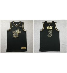 Heat 3 Dwyane Wade Black Gold Nike Swingman Jersey