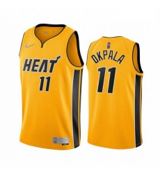 Men Miami Heat 11 KZ Okpala Yellow NBA Swingman 2020 21 Earned Edition Jersey