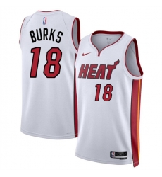 Men Miami Heat 18 Alec Burks White 2024 Association Edition Stitched Basketball Jersey