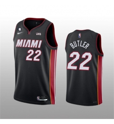 Men Miami Heat 22 Jimmy Butler Black With NO 6 Patch Stitched Jersey