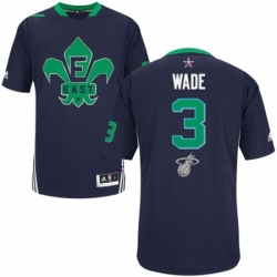 Mens Adidas Miami Heat 3 Dwyane Wade Authentic Navy Blue 2014 All Star NBA Jersey