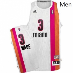 Mens Adidas Miami Heat 3 Dwyane Wade Swingman White ABA Hardwood Classic NBA Jersey