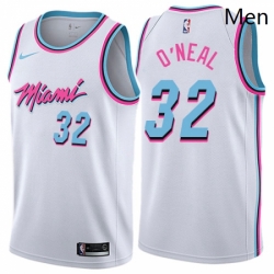 Mens Nike Miami Heat 32 Shaquille ONeal Swingman White NBA Jersey City Edition