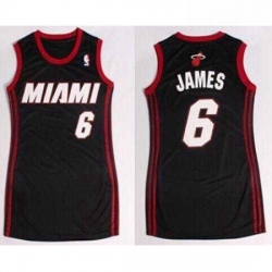 Women NBA Heat 6 LeBron James Black Dress NBA Jersey