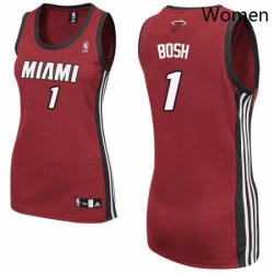 Womens Adidas Miami Heat 1 Chris Bosh Authentic Red Alternate NBA Jersey