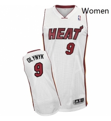 Womens Adidas Miami Heat 9 Kelly Olynyk Authentic White Home NBA Jersey 