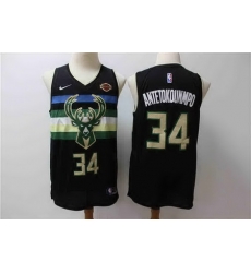 Bucks 34 Giannis Antetokounmpo Black City Edition Nike Swingman Jersey